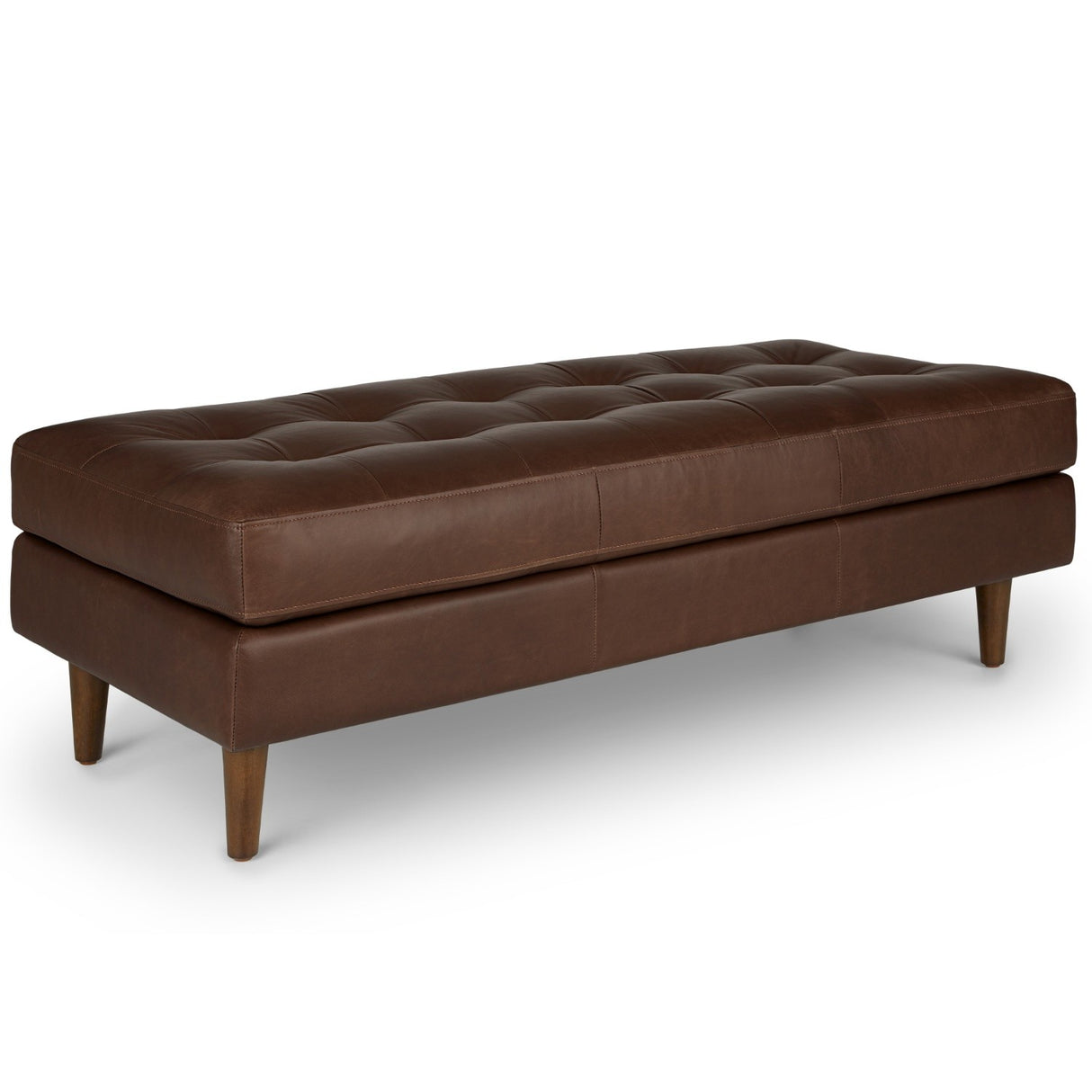 ARTICLE - Sven 56" Tufted Leather Bench - Charme Chocolat