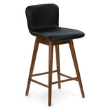 ARTICLE - Sede Leather Swivel Counter Stool - Walnut and Black