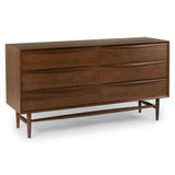 ARTICLE - Lenia 6-Drawer Double Dresser - Walnut