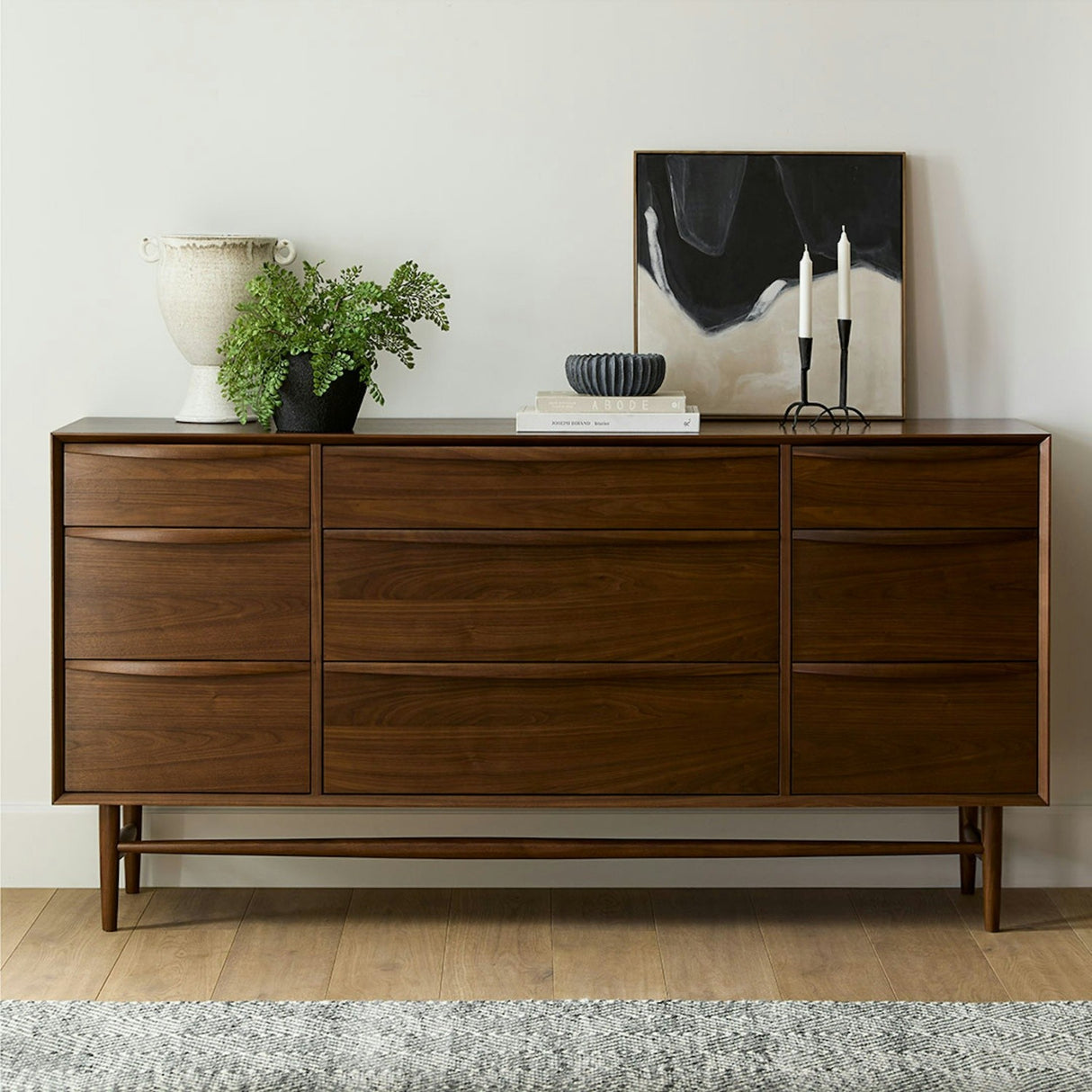 ARTICLE - Lenia 9-Drawer Triple Dresser - Walnut