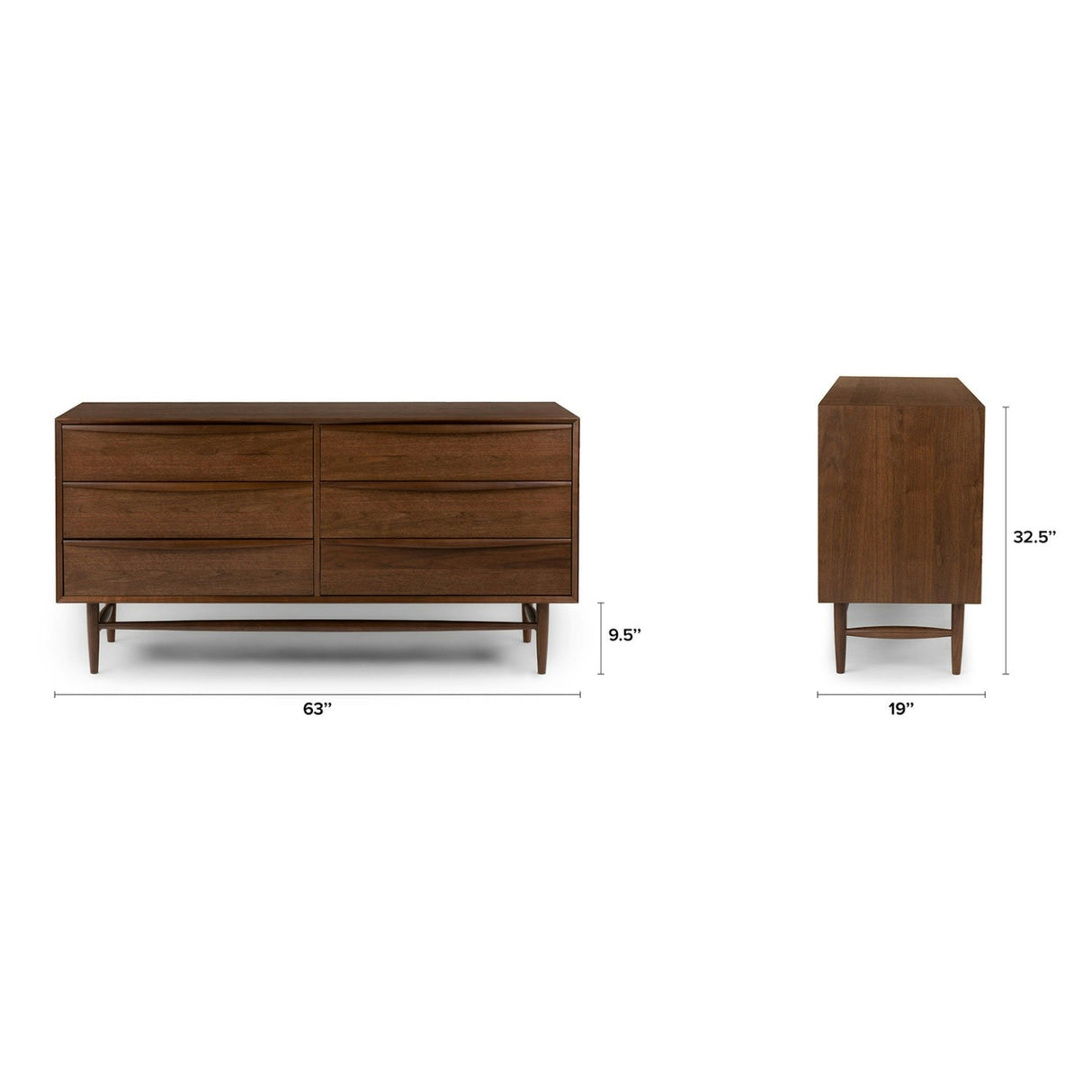 ARTICLE - Lenia 6-Drawer Double Dresser - Walnut