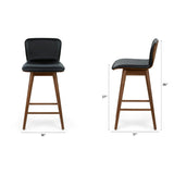ARTICLE - Sede Leather Swivel Counter Stool - Walnut and Black