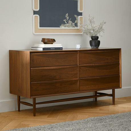 ARTICLE - Lenia 6-Drawer Double Dresser - Walnut