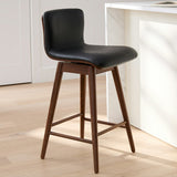 ARTICLE - Sede Leather Swivel Counter Stool - Walnut and Black