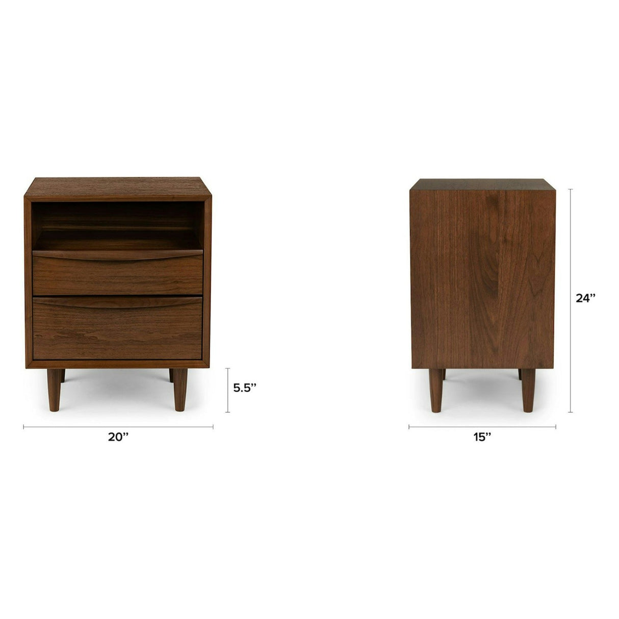 ARTICLE - Lenia 2-Drawer Nightstand - Walnut