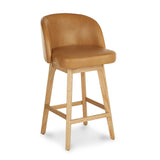 ARTICLE - Alta Leather Swivel Counter Stool - Light Oak and Taos Tan