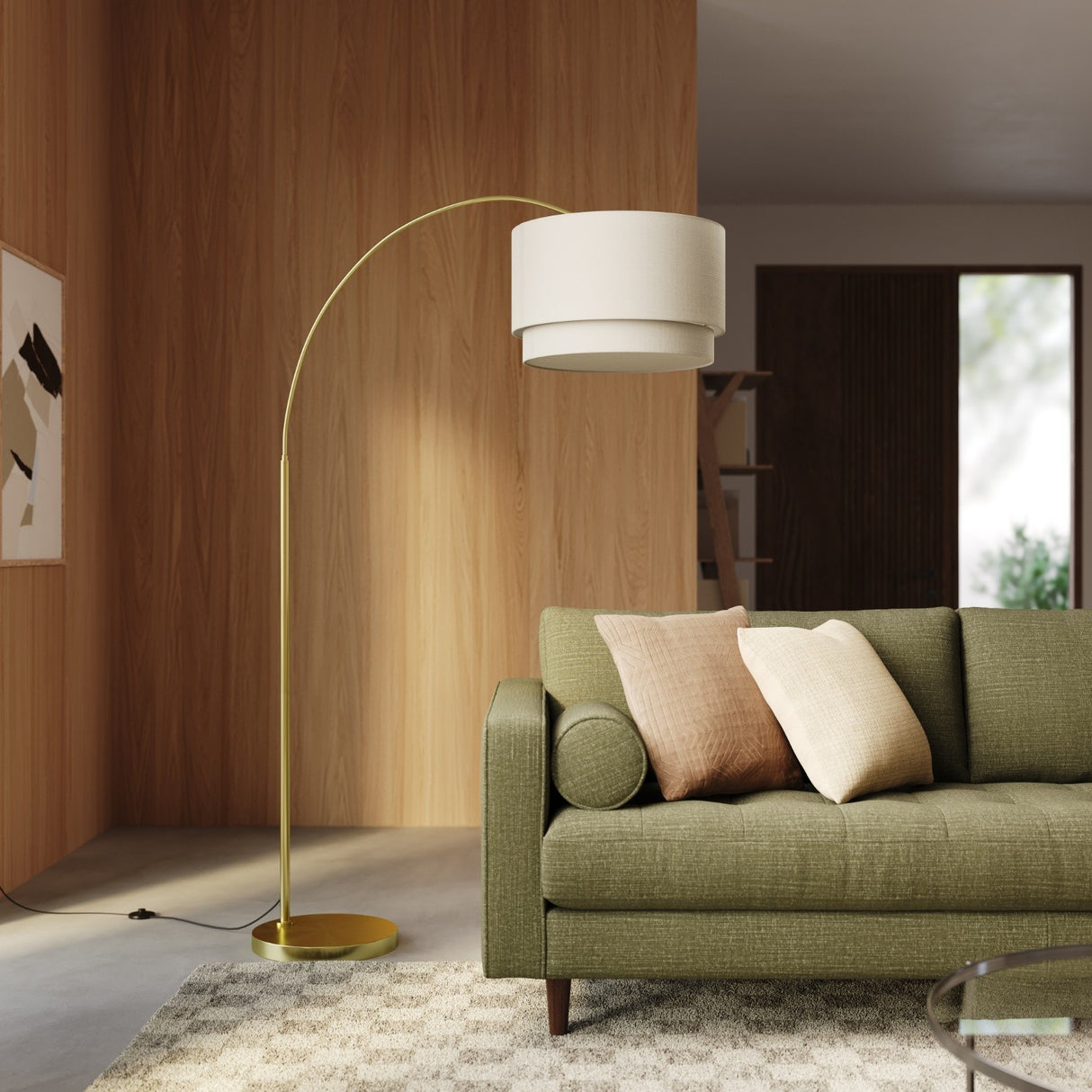 ARTICLE - Zebu Tall Linen Floor Lamp - Brass