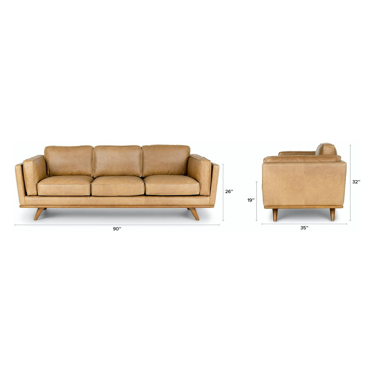 ARTICLE - Timber 90" Leather Sofa - Charme Tan