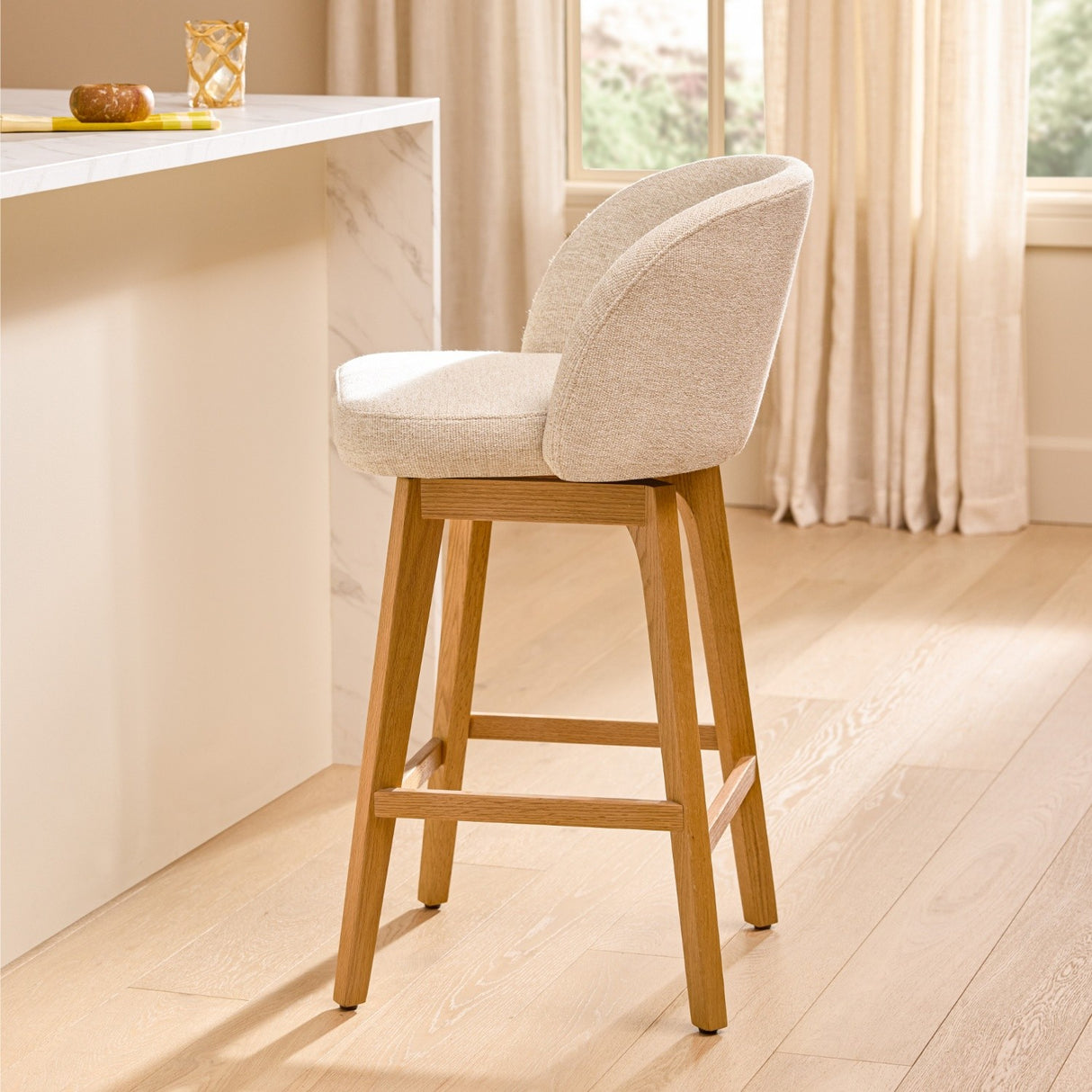 ARTICLE - Alta Swivel Counter Stool - Oak and Camellia Ivory