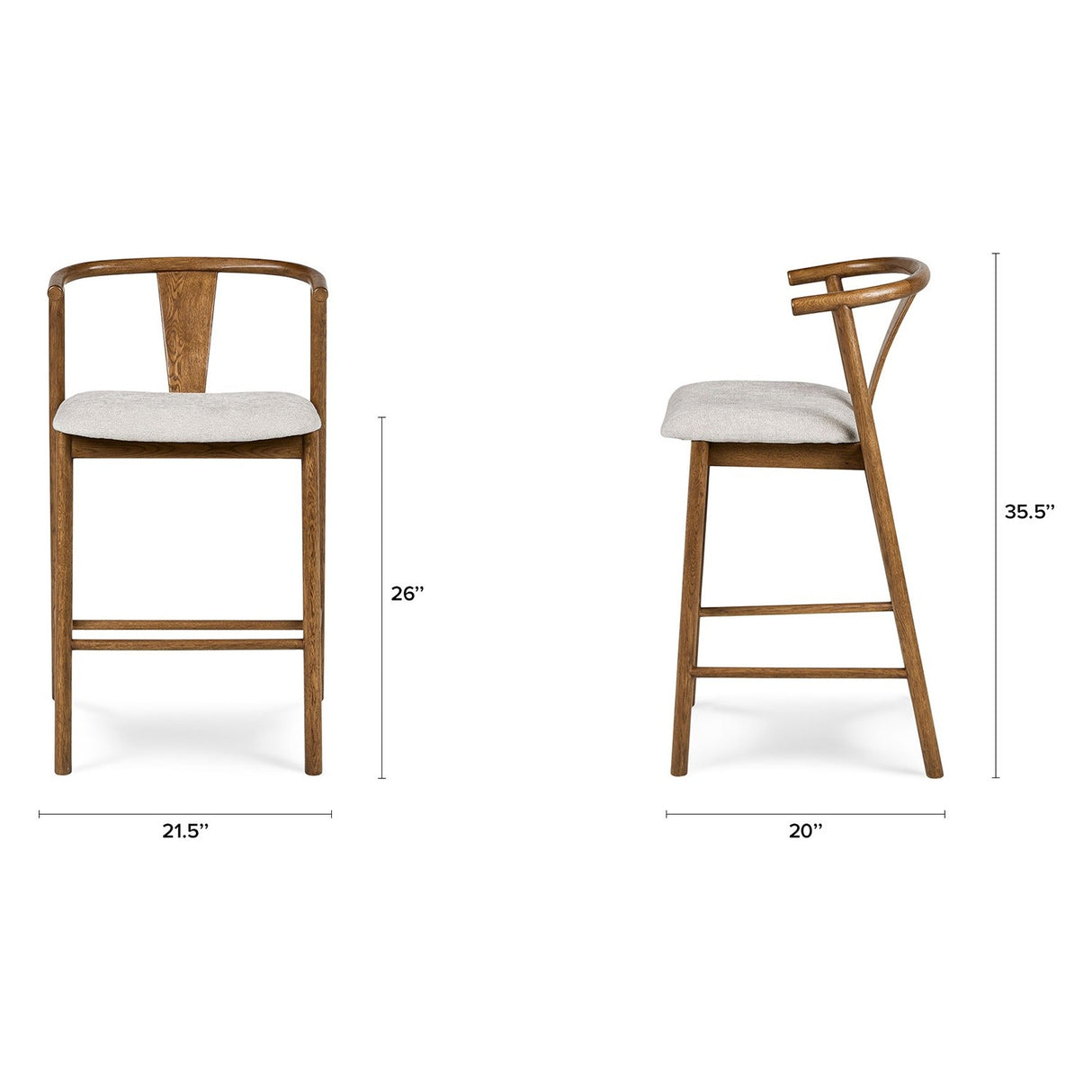 ARTICLE - Fonra Counter Stool - Smoked Oak and Santolina Gray