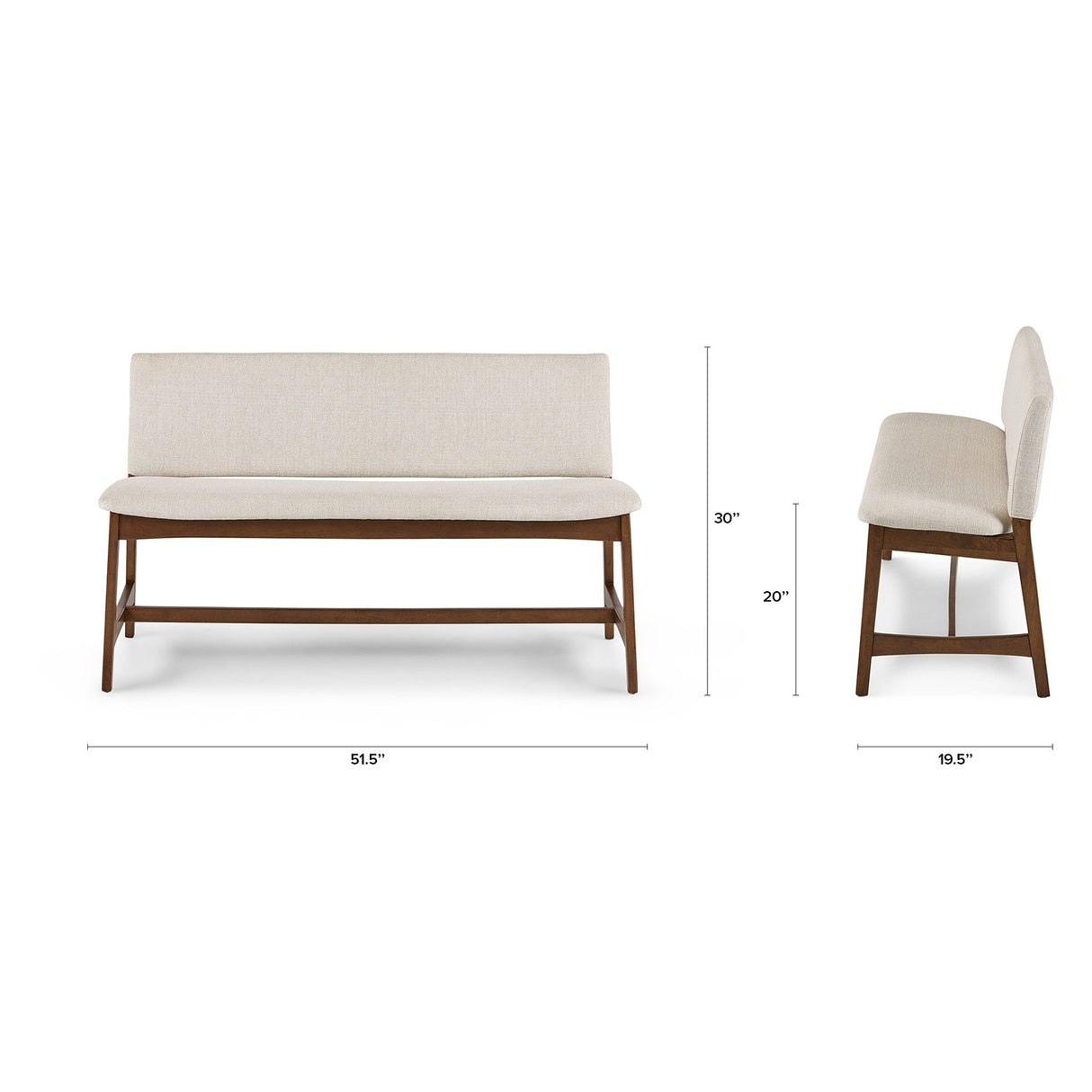 ARTICLE - Nosh 51.5" Bench - Walnut and Chalk Gray