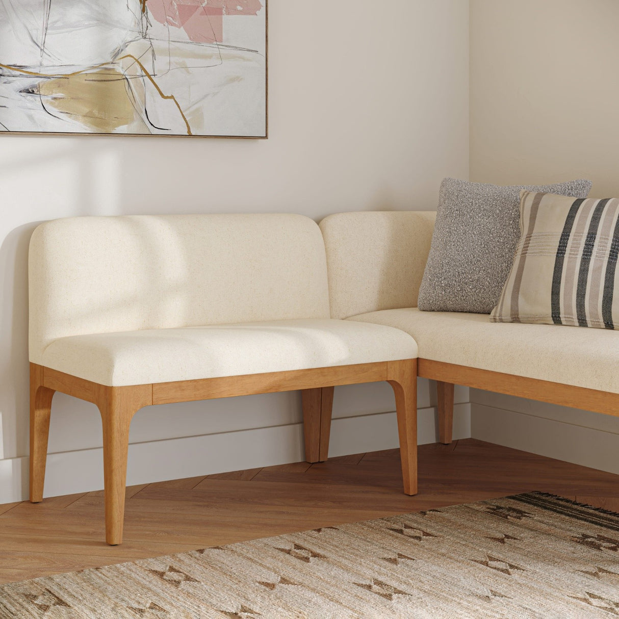 ARTICLE - Rosin 34" Armless Banquette - Natural Oak and Sand Ivory