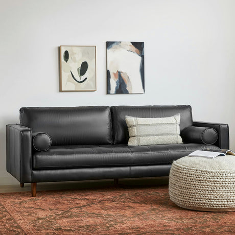 ARTICLE - Sven Leather Tufted Sofa (Oxford Black)