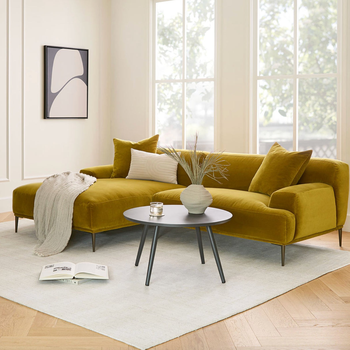 ARTICLE - Abisko Velvet Left Sectional (Yarrow Gold)