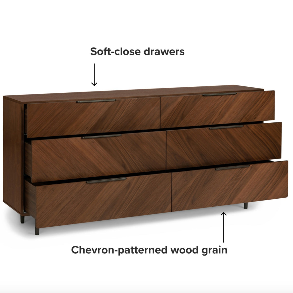 ARTICLE - Nera 6-Drawer Dresser (Walnut)