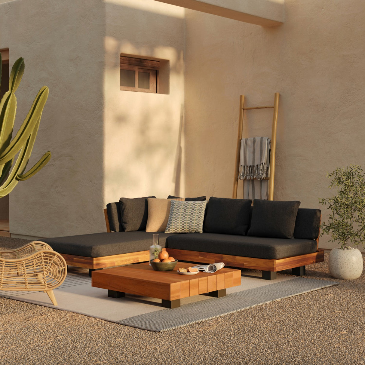 ARTICLE - Lubek Left Outdoor Sectional Set (w/ Table)