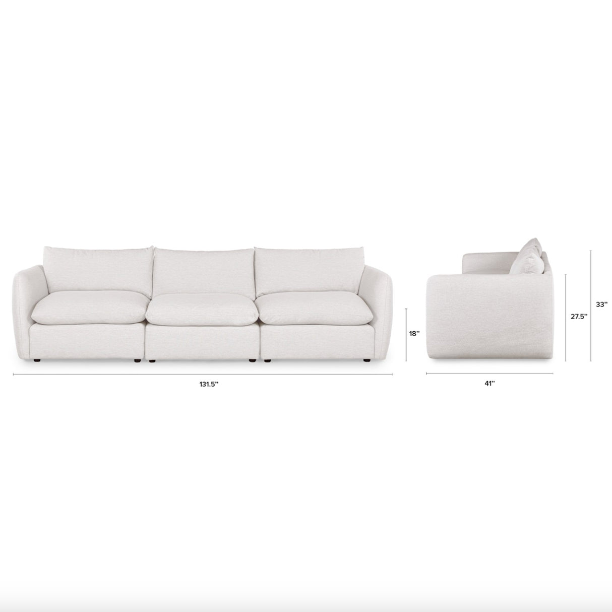 Leigh 3pc Sectional (Silver Performance Fabric)