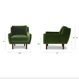 30" Velvet Lounge Chair w/ Walnut Legs (Grass Green)