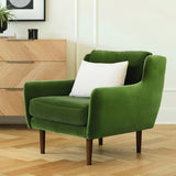 30" Velvet Lounge Chair w/ Walnut Legs (Grass Green)