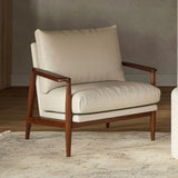 28.5" x 32.5" Armed Fabric Lounge Chair (Walnut/Ivory)