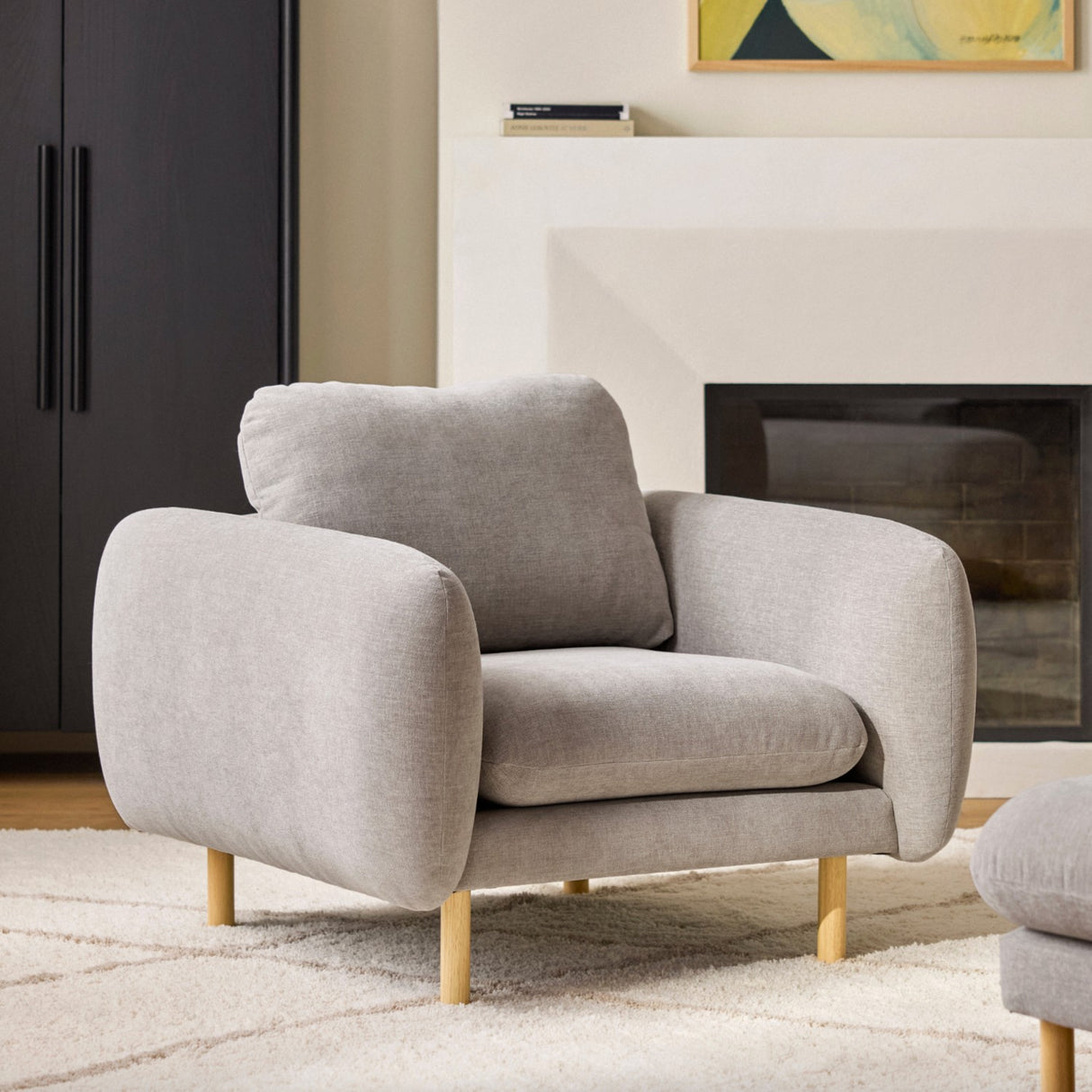37" Lounge Chair w/ Performance Fabric (Hestia Gray) - Pull Up A Couch