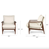 28.5" x 32.5" Armed Fabric Lounge Chair (Walnut/Ivory)
