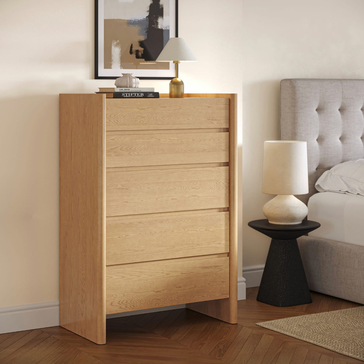 Torme 5-Drawer Chest (White Oak)