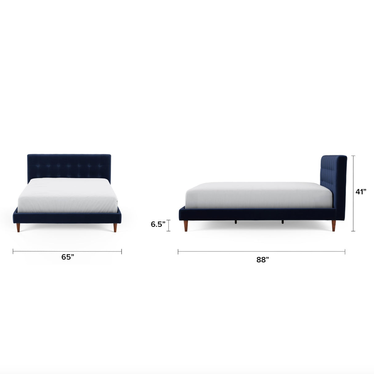 MCM Queen Upholstered + Tufted Bed (Cascadia Blue Velvet)