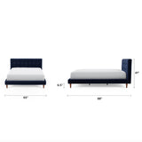 MCM Queen Upholstered + Tufted Bed (Cascadia Blue Velvet)