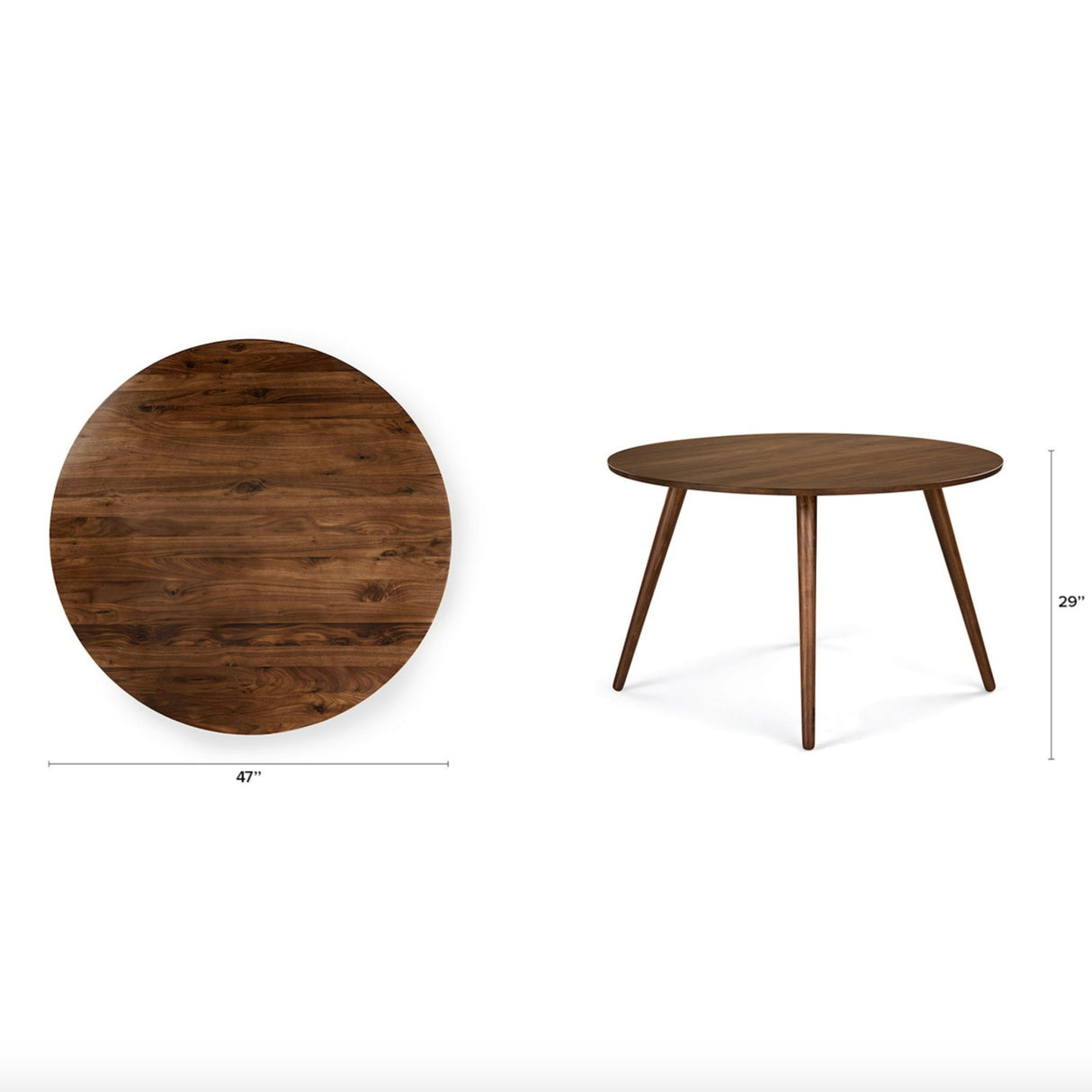 MCM 47" Round Dining Table for 4 (Walnut) - Pull Up A Couch