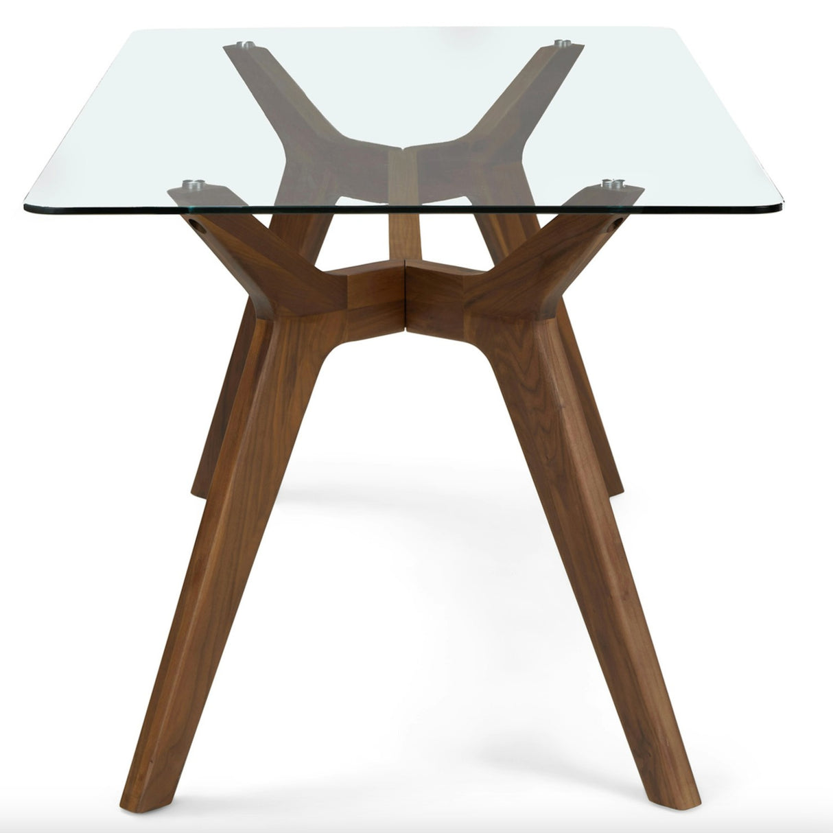71" Rectangular Glass-Top Dining Table (Walnut) - Pull Up A Couch