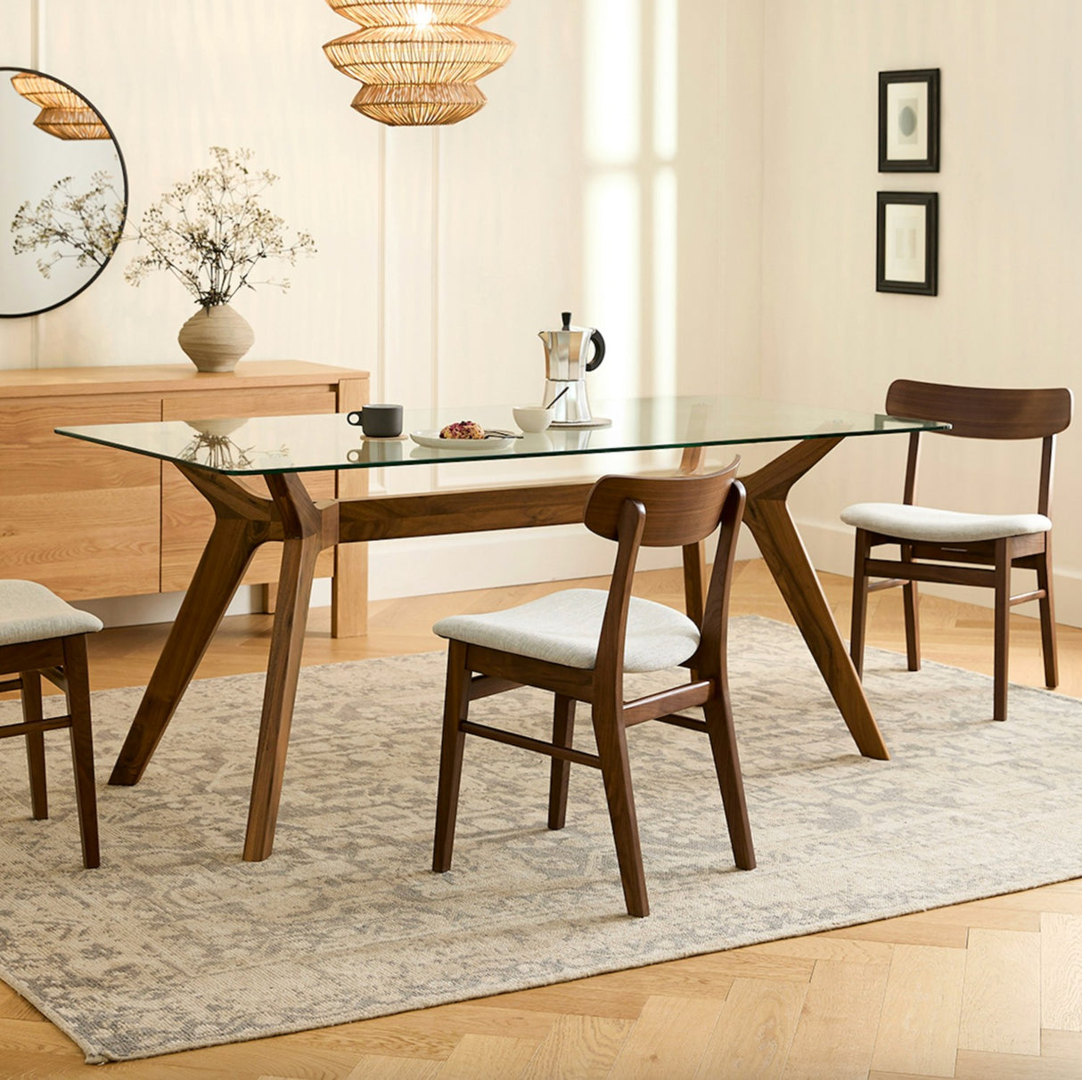 71" Rectangular Glass-Top Dining Table (Walnut) - Pull Up A Couch