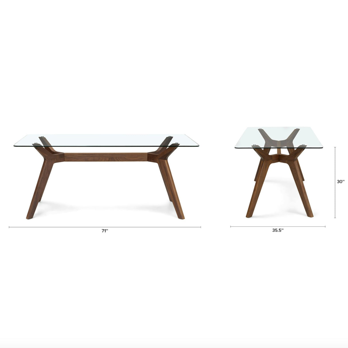 71" Rectangular Glass-Top Dining Table (Walnut) - Pull Up A Couch