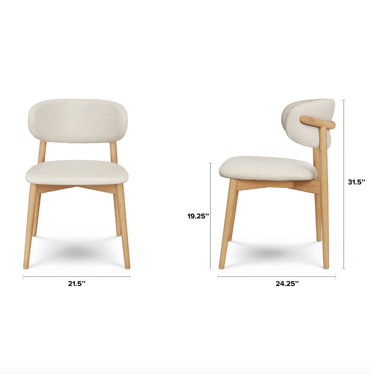 MCM 21.5" Dining Chair (White Oak/Camelia Ivory) - Pull Up A Couch