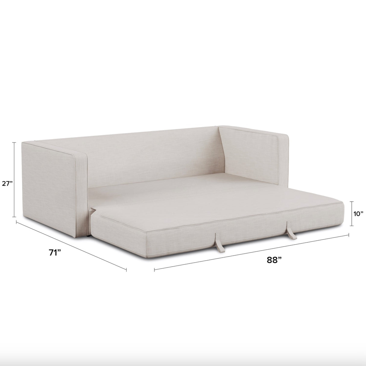88" Tufted Sofa Bed (Biscuit Cream) - Pull Up A Couch