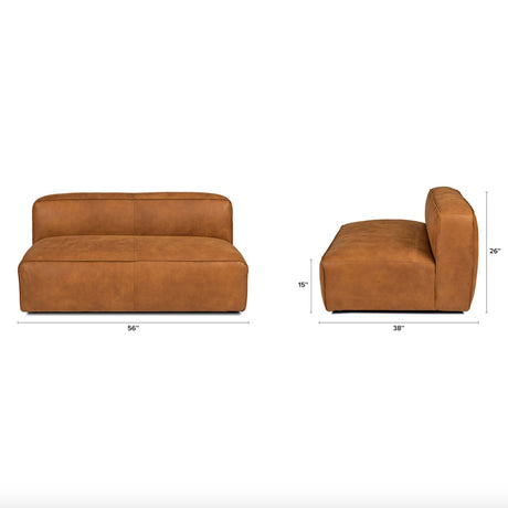 56" Genuine Leather Loveseat (Rawhide Tan) - Pull Up A Couch