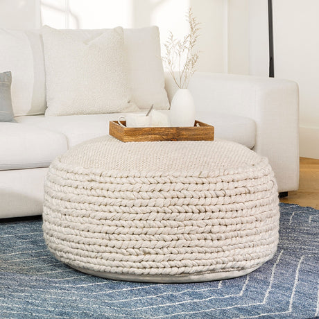 30" Circular Pouf (Natural Ivory) - Pull Up A Couch