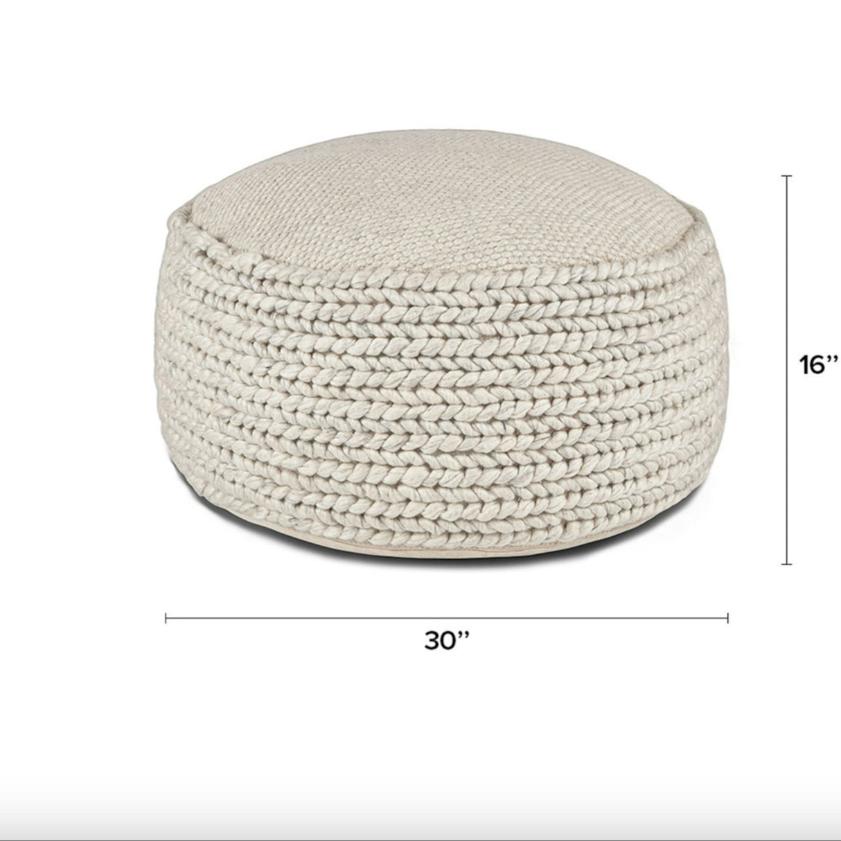 30" Circular Pouf (Natural Ivory) - Pull Up A Couch