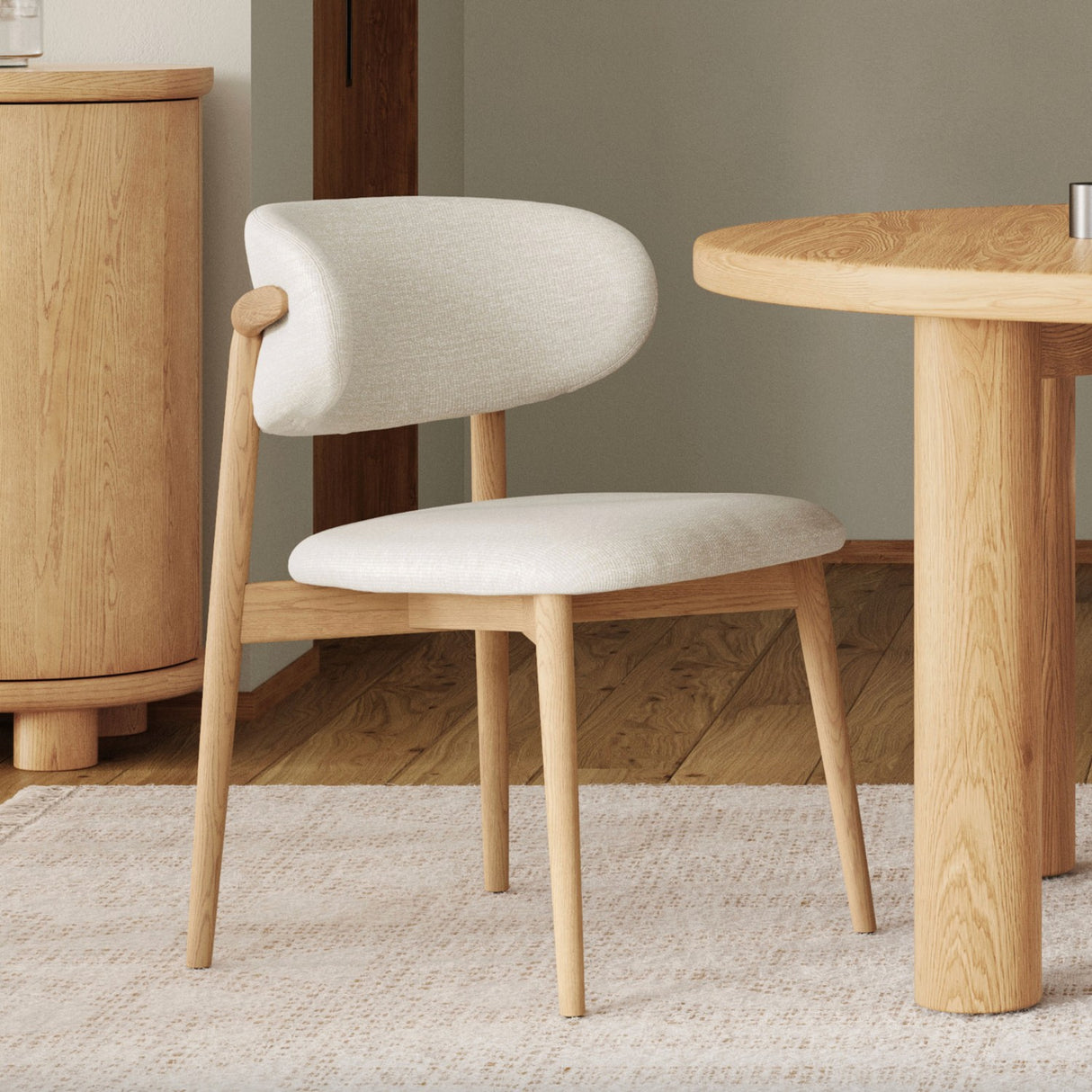 MCM 21.5" Dining Chair (White Oak/Camelia Ivory) - Pull Up A Couch