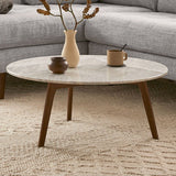 Round Coffee Table w/ Walnut Legs (Marble) - Pull Up A Couch