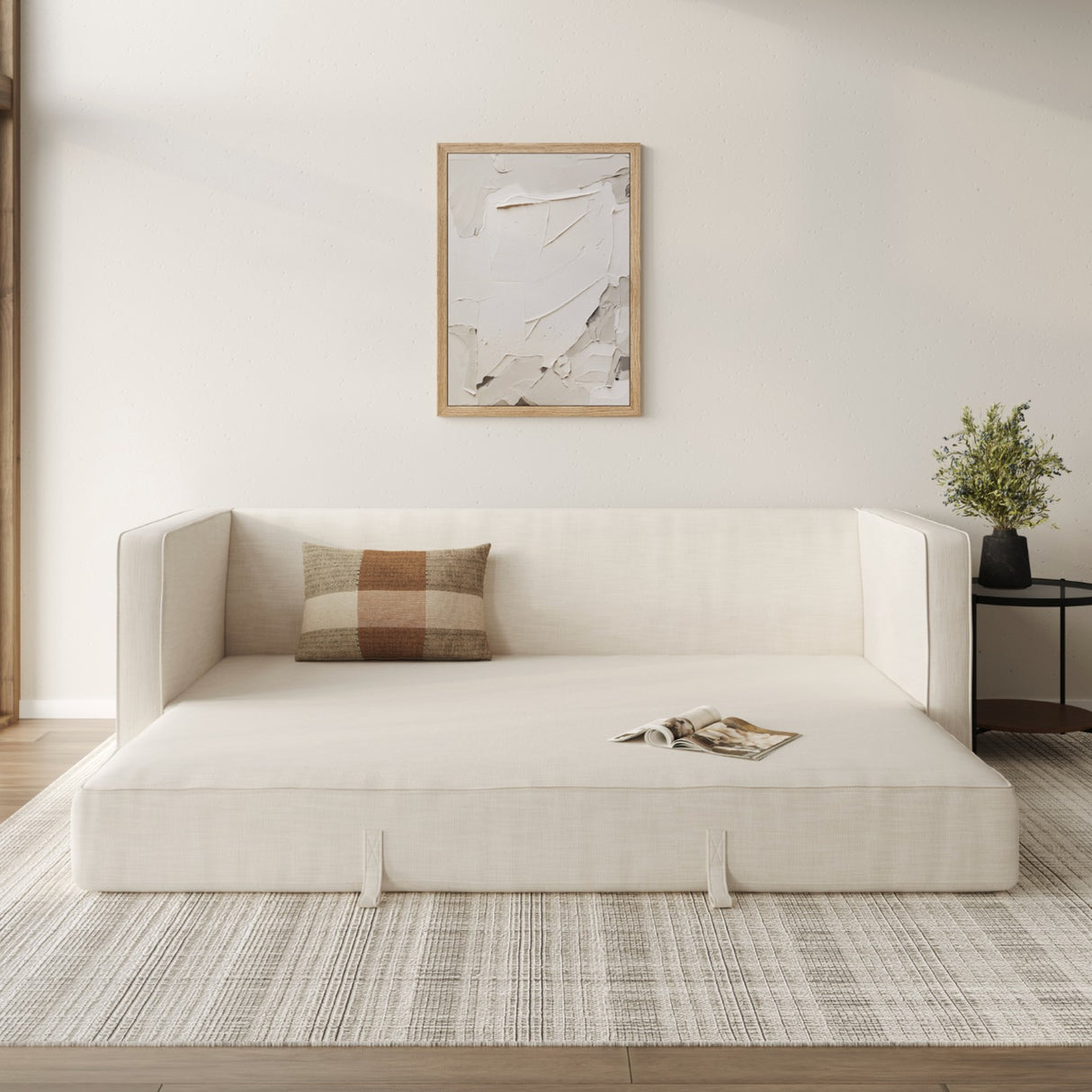 88" Tufted Sofa Bed (Biscuit Cream) - Pull Up A Couch