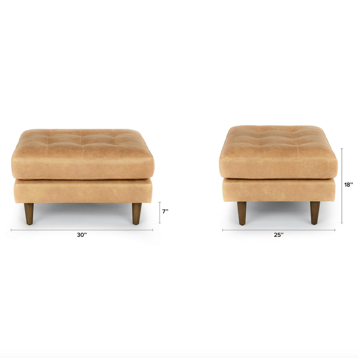 30" Tufted Leather Ottoman (Charme Tan) - Pull Up A Couch