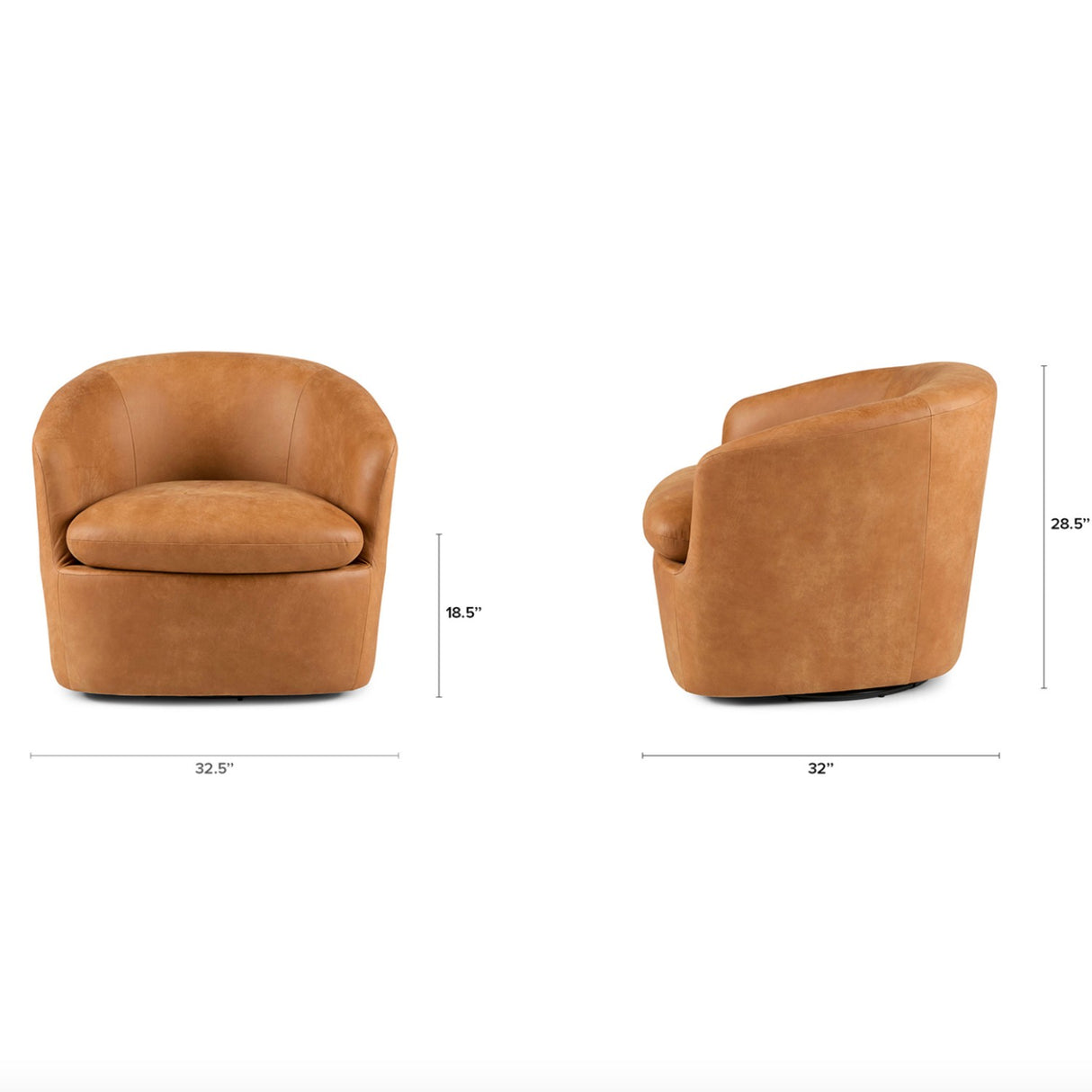 32.5" Rawhide Leather Swivel Chair (Tan) - Pull Up A Couch