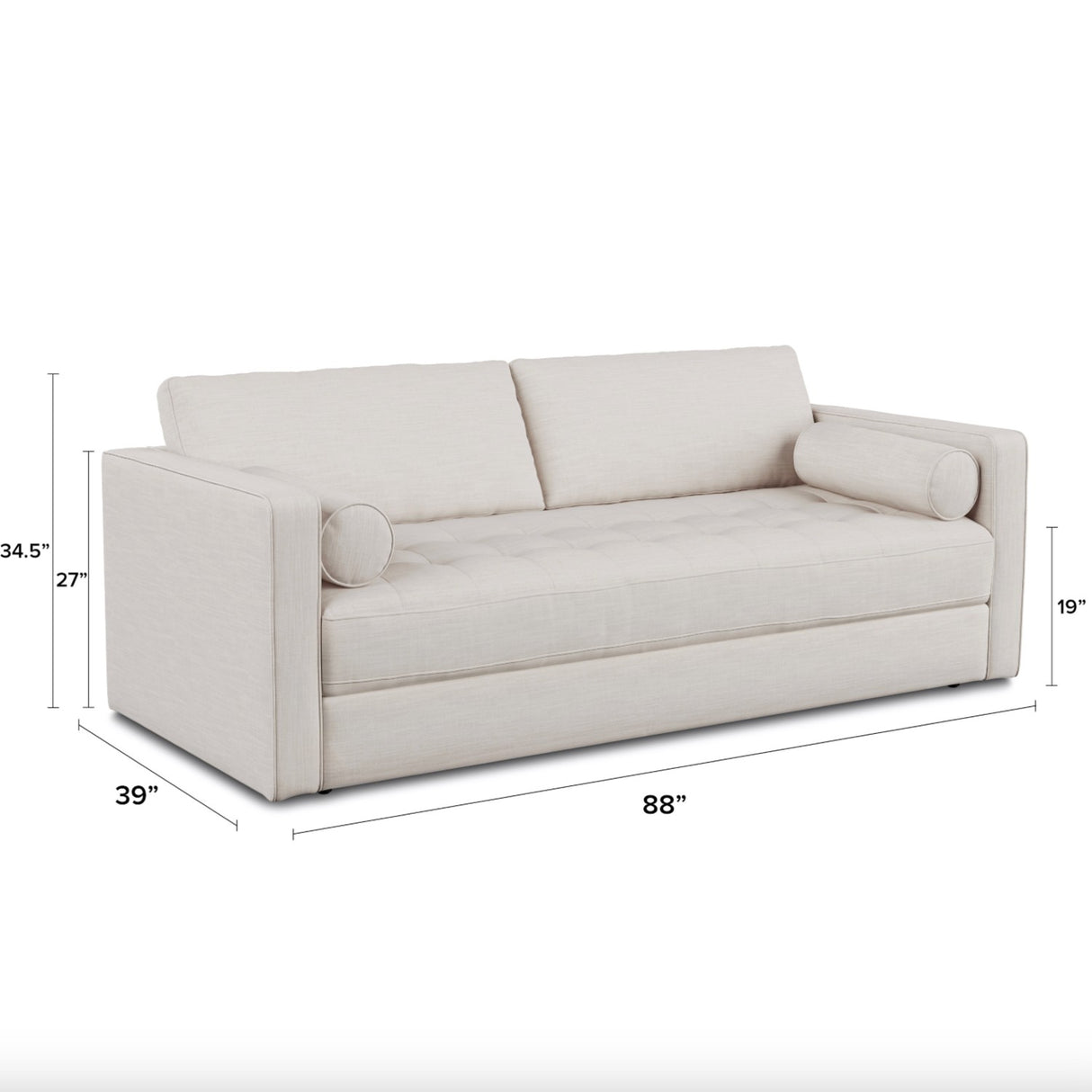 88" Tufted Sofa Bed (Biscuit Cream) - Pull Up A Couch