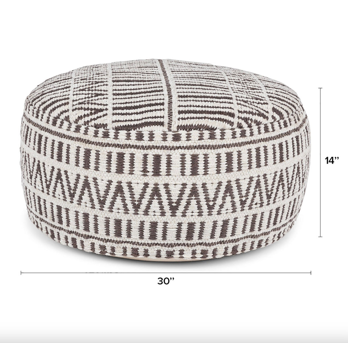30" Circular Pouf (White/Charcoal) - Pull Up A Couch