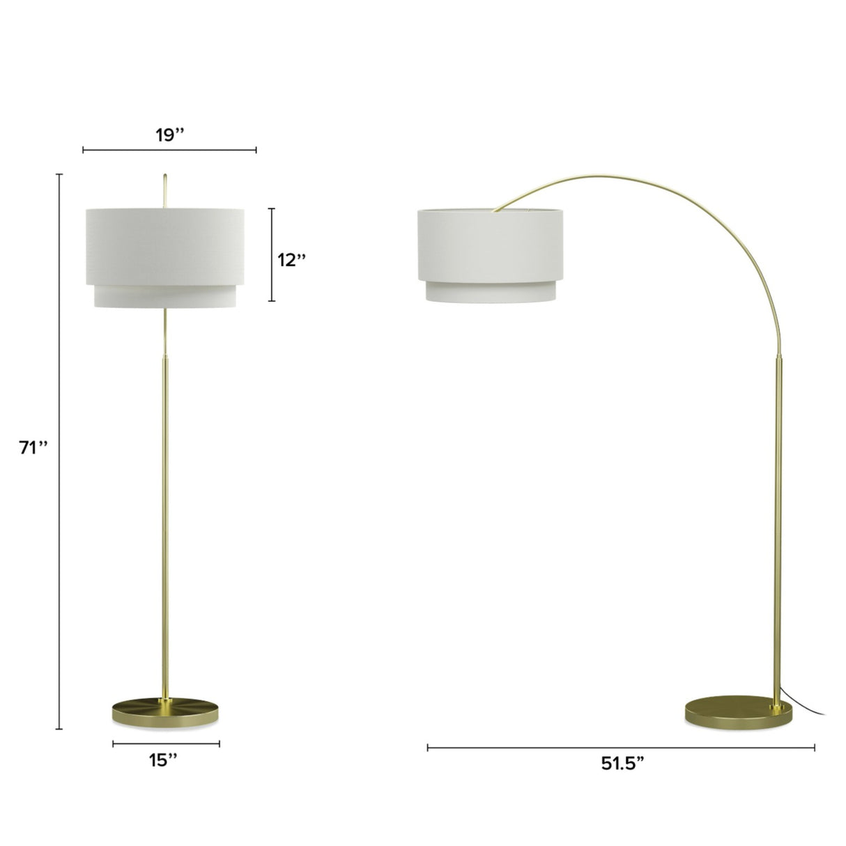 Large Linen Floor Lamp (Brass) - Pull Up A Couch