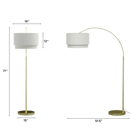 Large Linen Floor Lamp (Brass) - Pull Up A Couch