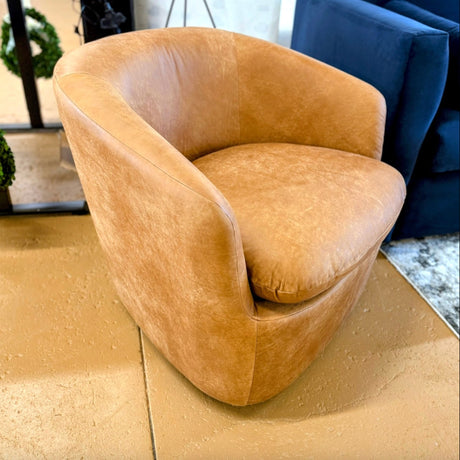 32.5" Rawhide Leather Swivel Chair (Tan) - Pull Up A Couch