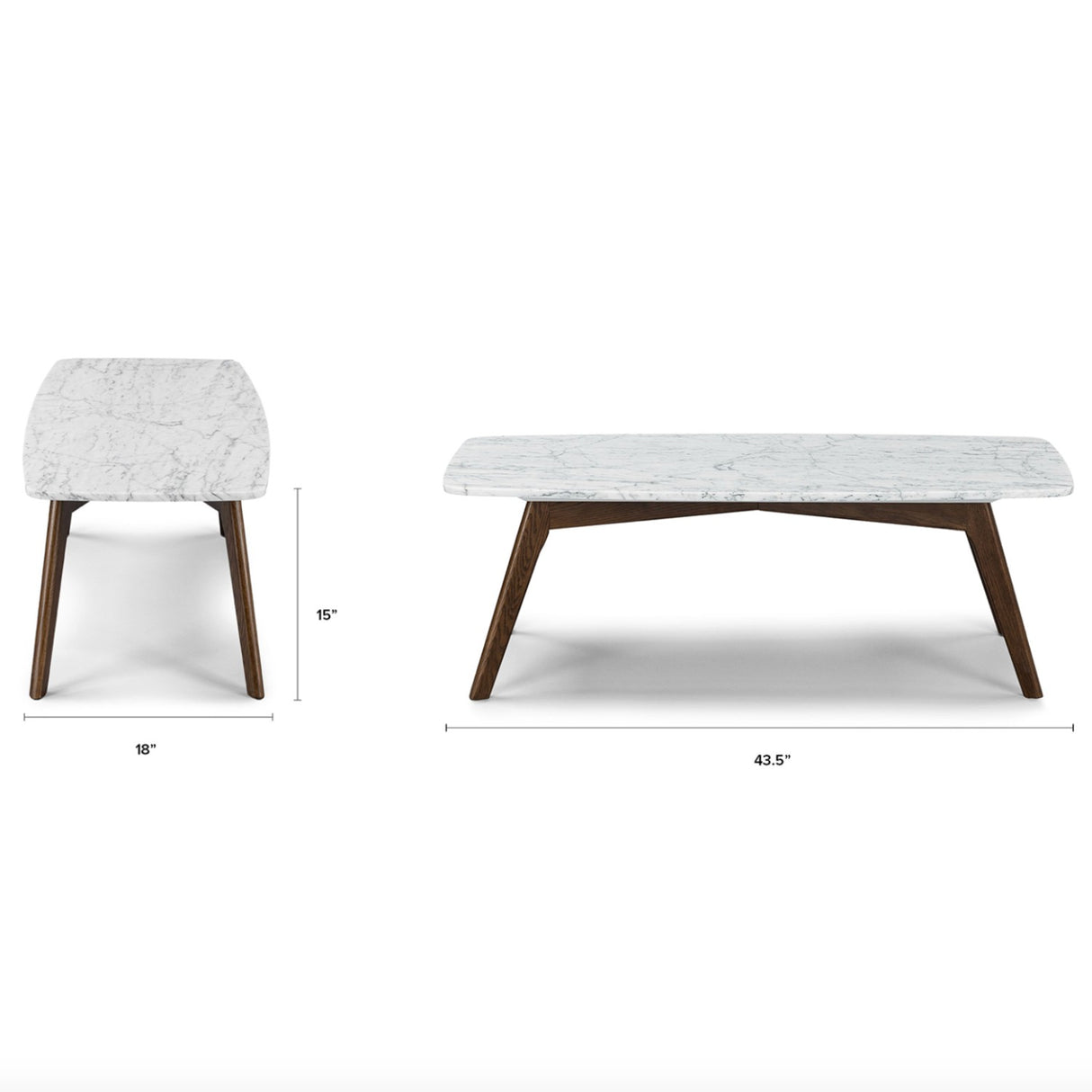 Rectangular Coffee Table w/ Marble Top (Walnut) - Pull Up A Couch