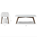 Rectangular Coffee Table w/ Marble Top (Walnut) - Pull Up A Couch